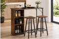 Petit ensemble table de bar et 2 chaises avec étagères de rangement 3 niveaux