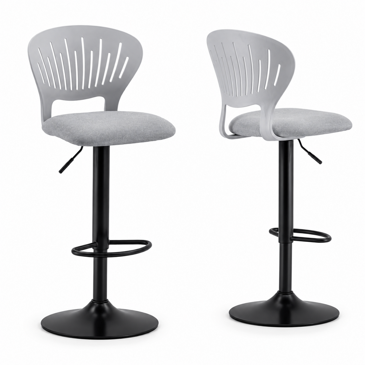 Lot de 2 tabourets de cuisine pivotants 360°, hauteur réglable 84-105 cm