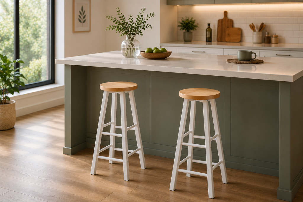 Lot de 2 tabourets de bar hauts, structure acier, assise MDF, style industriel