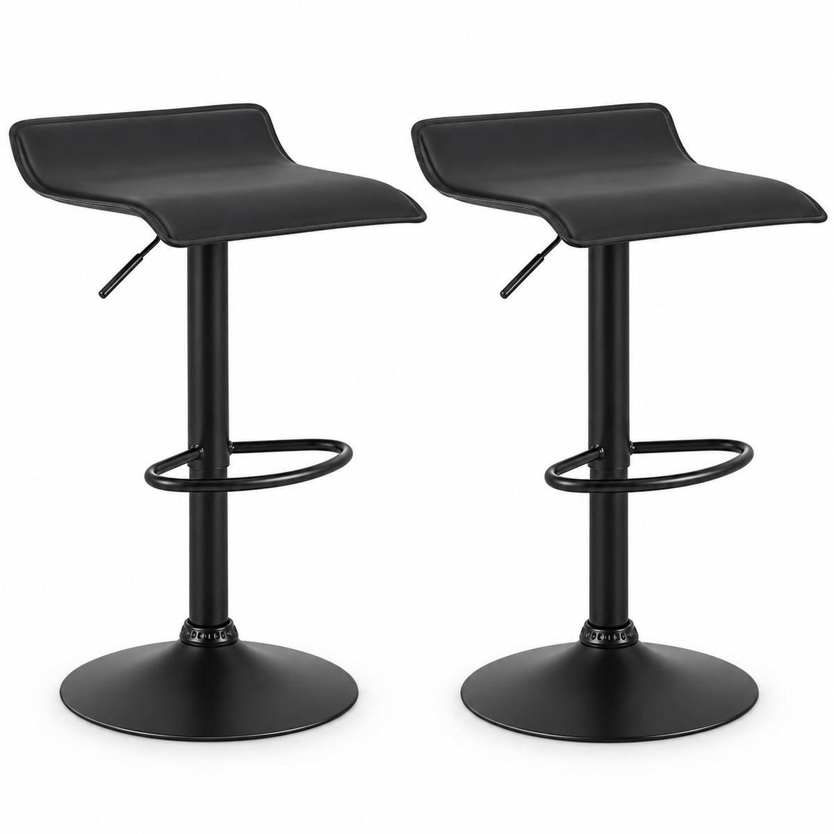 Lot de 2 tabourets de bar réglables, pivotants 360°, simili cuir