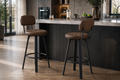 Lot de 2 tabourets de bar pivotants, assise rembourrée, repose-pieds métal