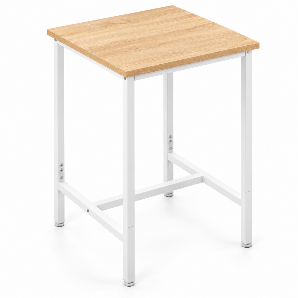 Table de bar carrée 60x60 cm, hauteur 100 cm, plateau bois et métal