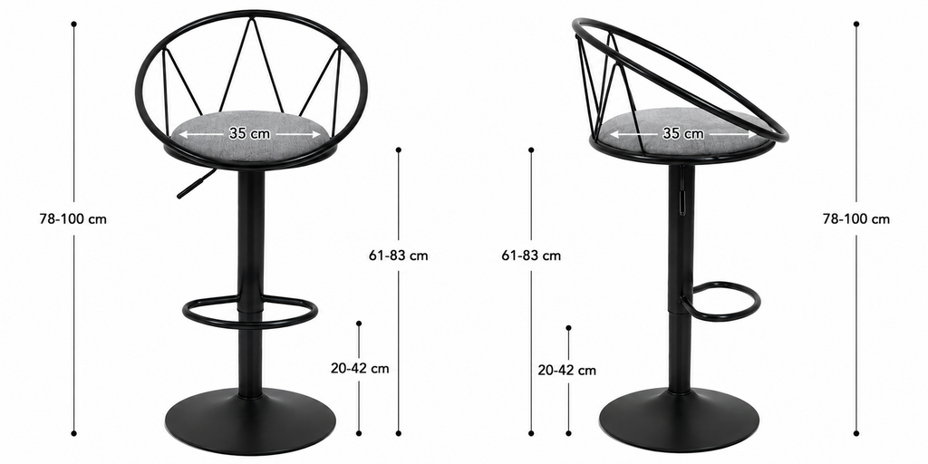 Lot de 2 tabourets de bar pivotants style rétro, revêtement lin, réglables