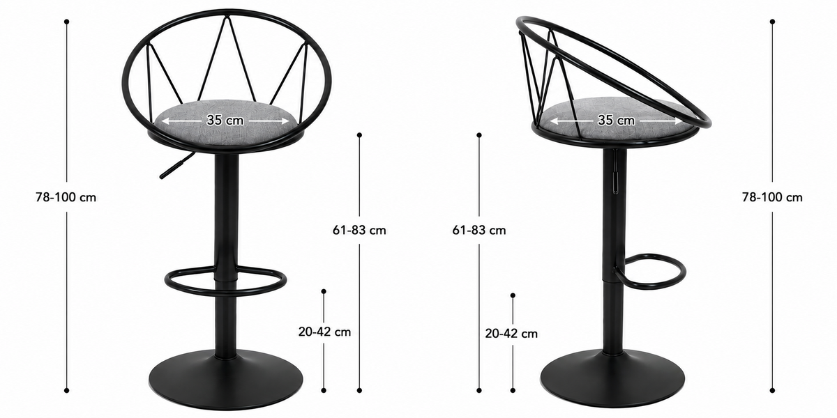 Lot de 2 tabourets de bar pivotants style rétro, revêtement lin, réglables