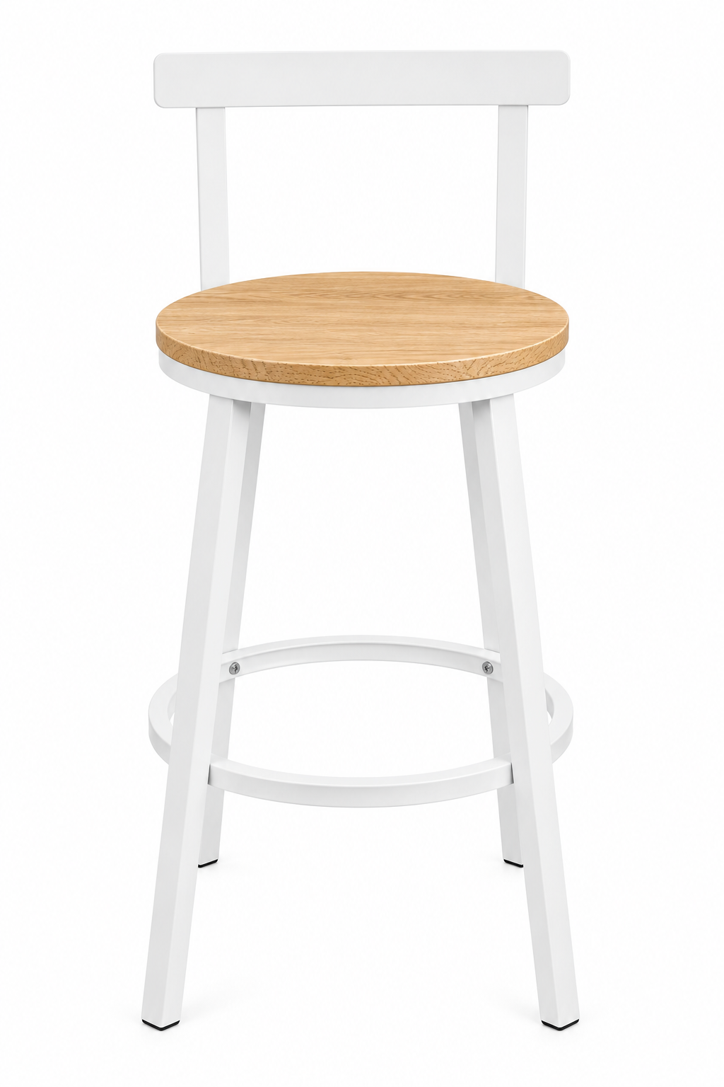 Lot de 2 tabourets de cuisine style industriel, structure acier, assise bois