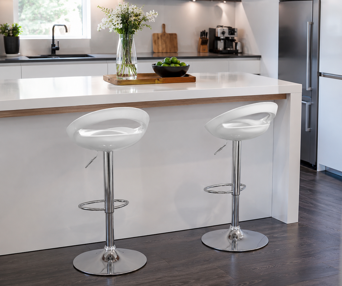 Lot de 2 tabourets de bar avec dossier, hauteur réglable