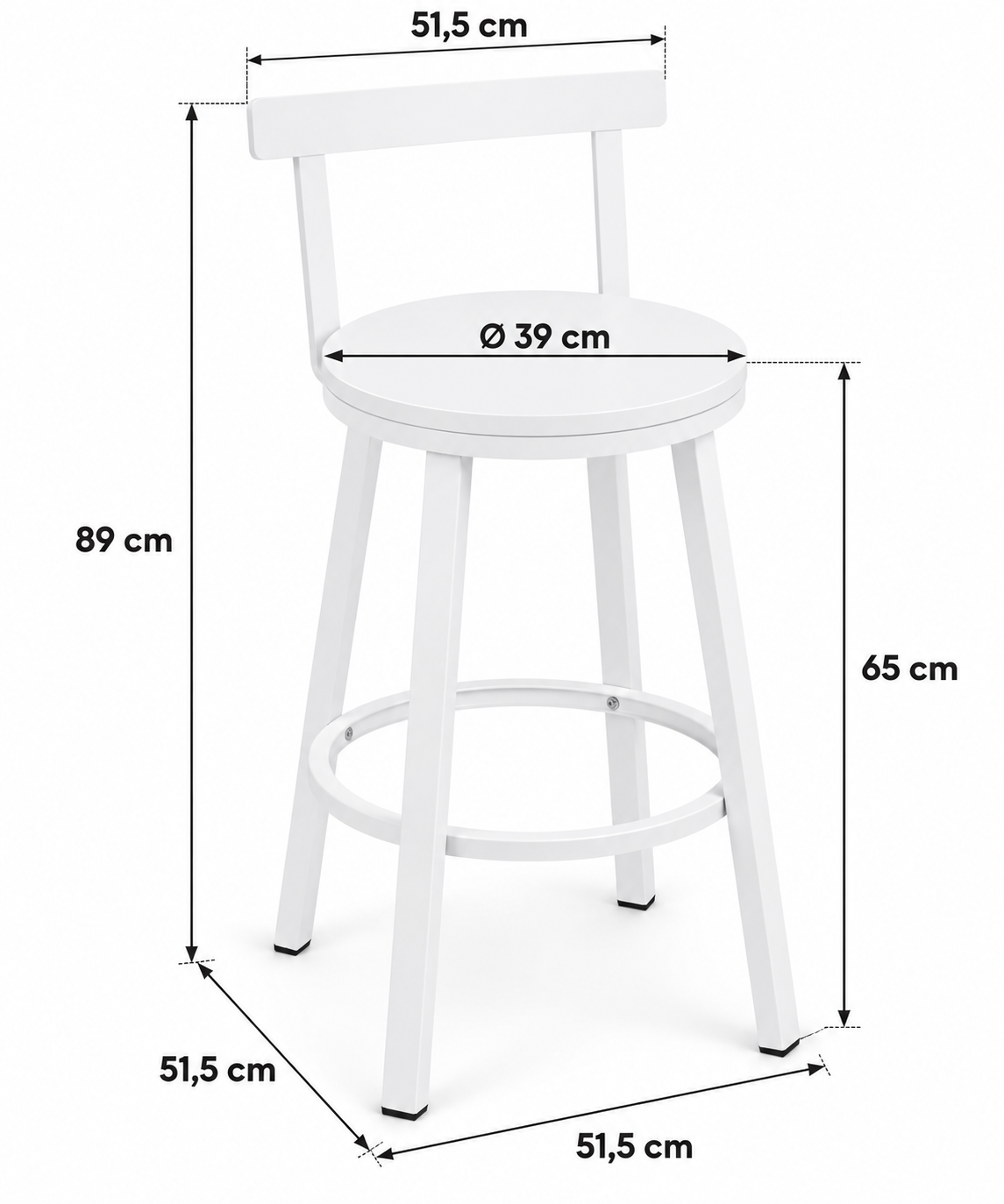 Lot de 2 tabourets de cuisine style industriel, structure acier, assise bois
