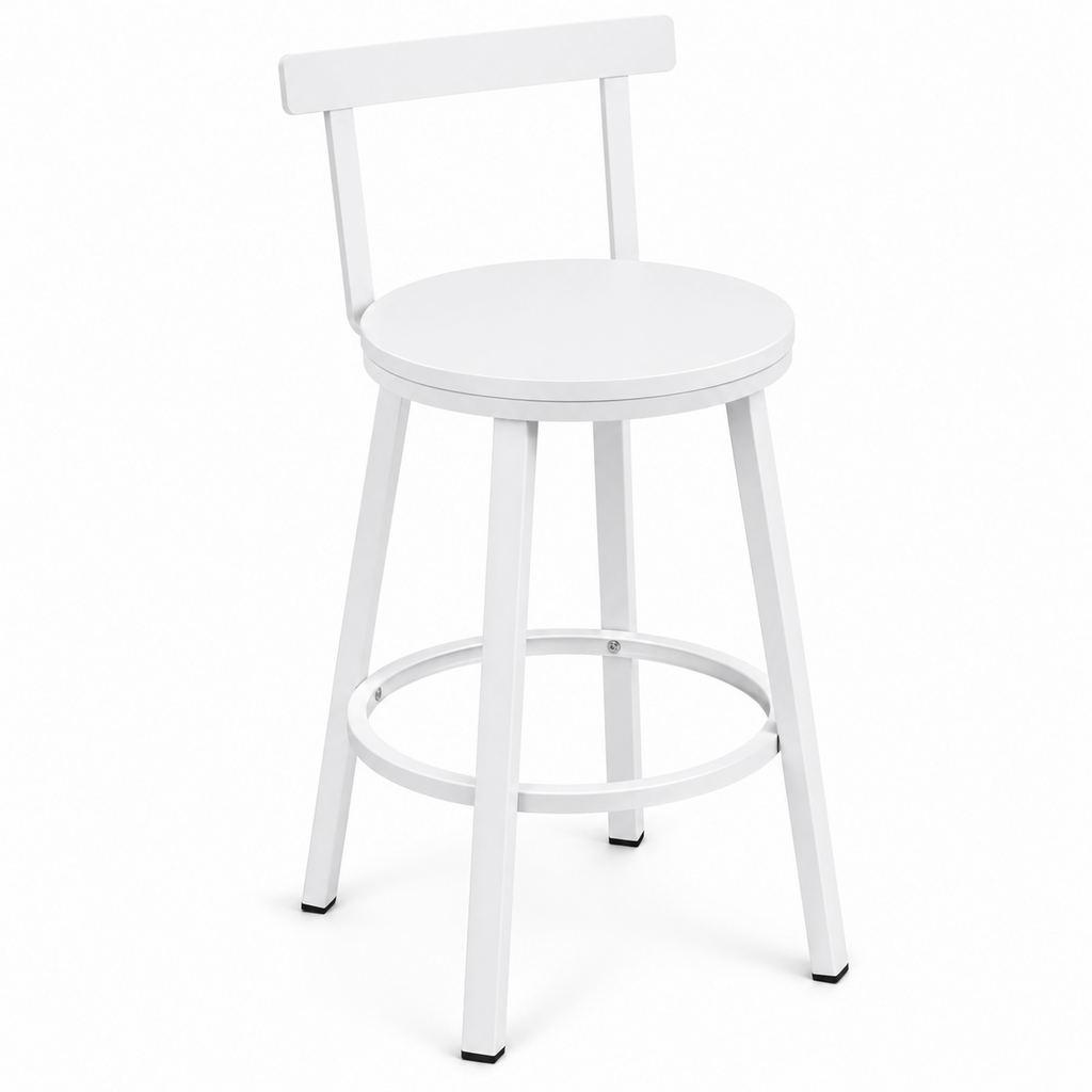 Lot de 2 tabourets de cuisine style industriel, structure acier, assise bois