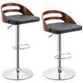 Lot de 2 tabourets de bar pivotants, hauteur réglable, revêtement synthétique noir