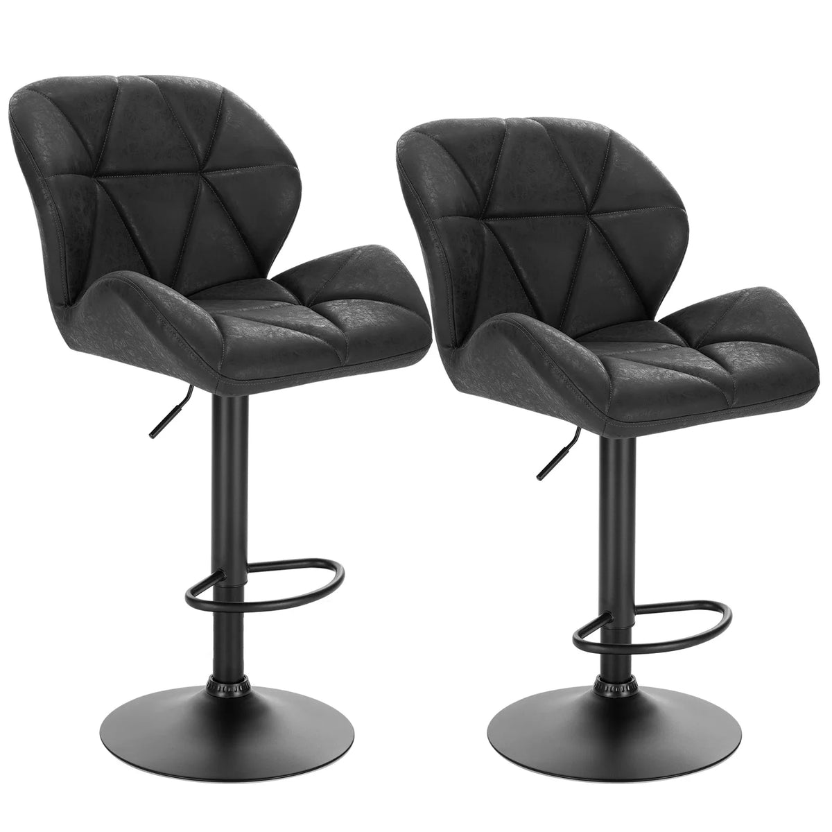 Lot de 2 tabourets de bar pivotants, velours ou simili cuir, hauteur réglable
