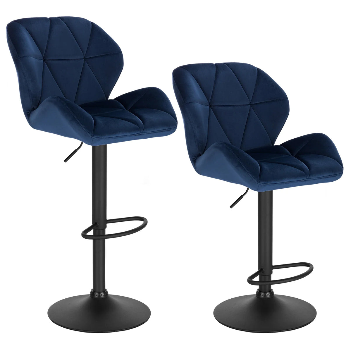 Lot de 2 tabourets de bar pivotants, velours ou simili cuir, hauteur réglable