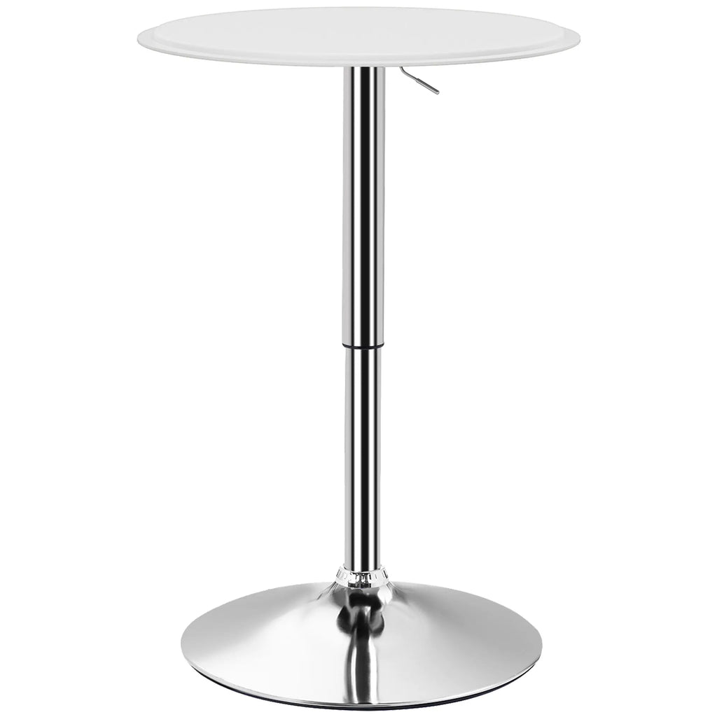 Table de bar ronde pivotante, hauteur réglable 67-93 cm, blanc
