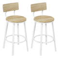 Lot de 2 tabourets de bar style vintage, bois et métal, repose-pieds