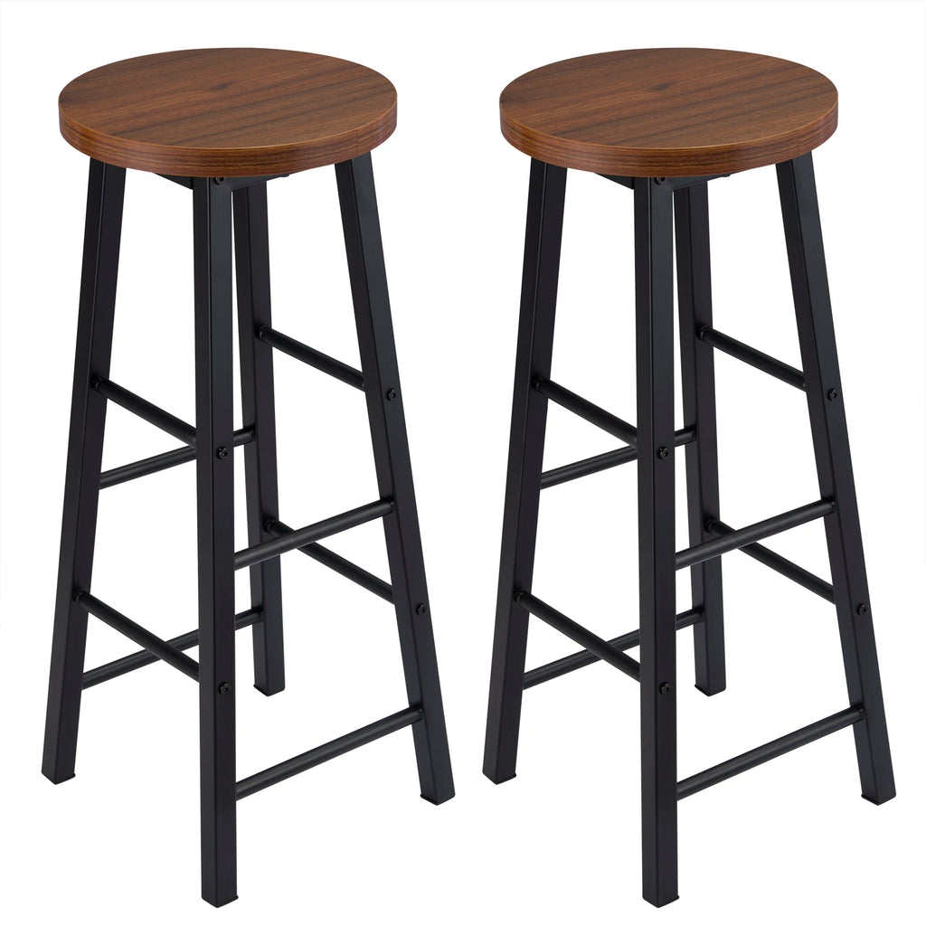 Lot de 2 tabourets de bar hauts, structure acier, assise MDF, style industriel
