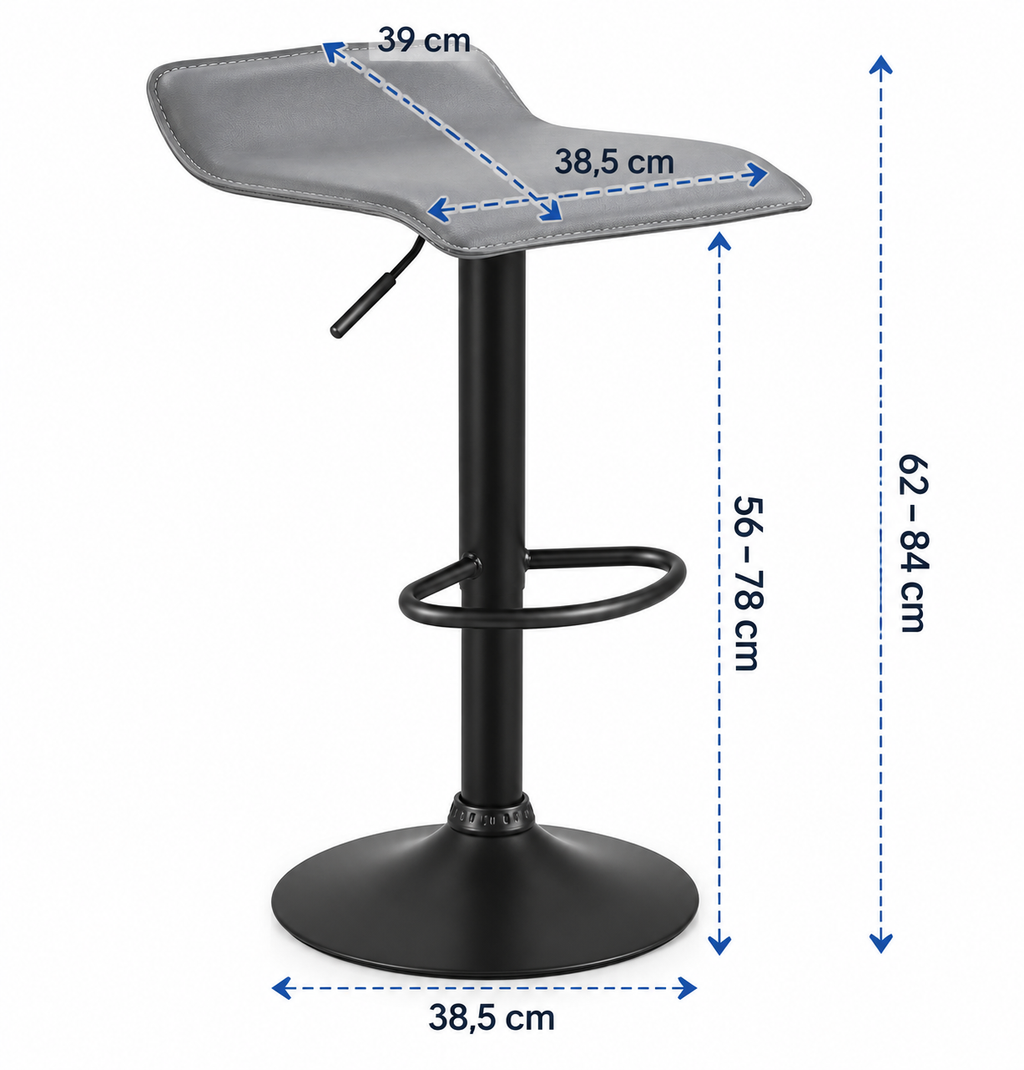 Lot de 2 tabourets de bar réglables, pivotants 360°, simili cuir