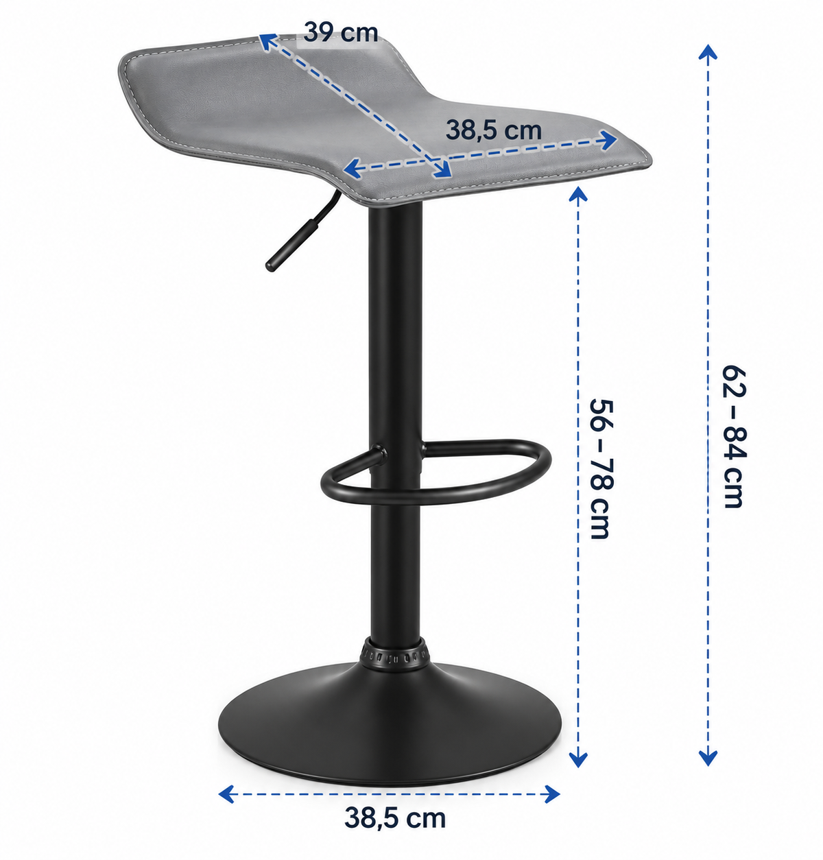 Lot de 2 tabourets de bar réglables, pivotants 360°, simili cuir