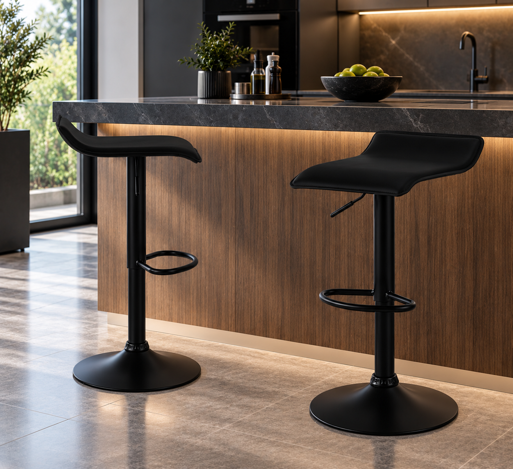 Lot de 2 tabourets de bar réglables, pivotants 360°, simili cuir