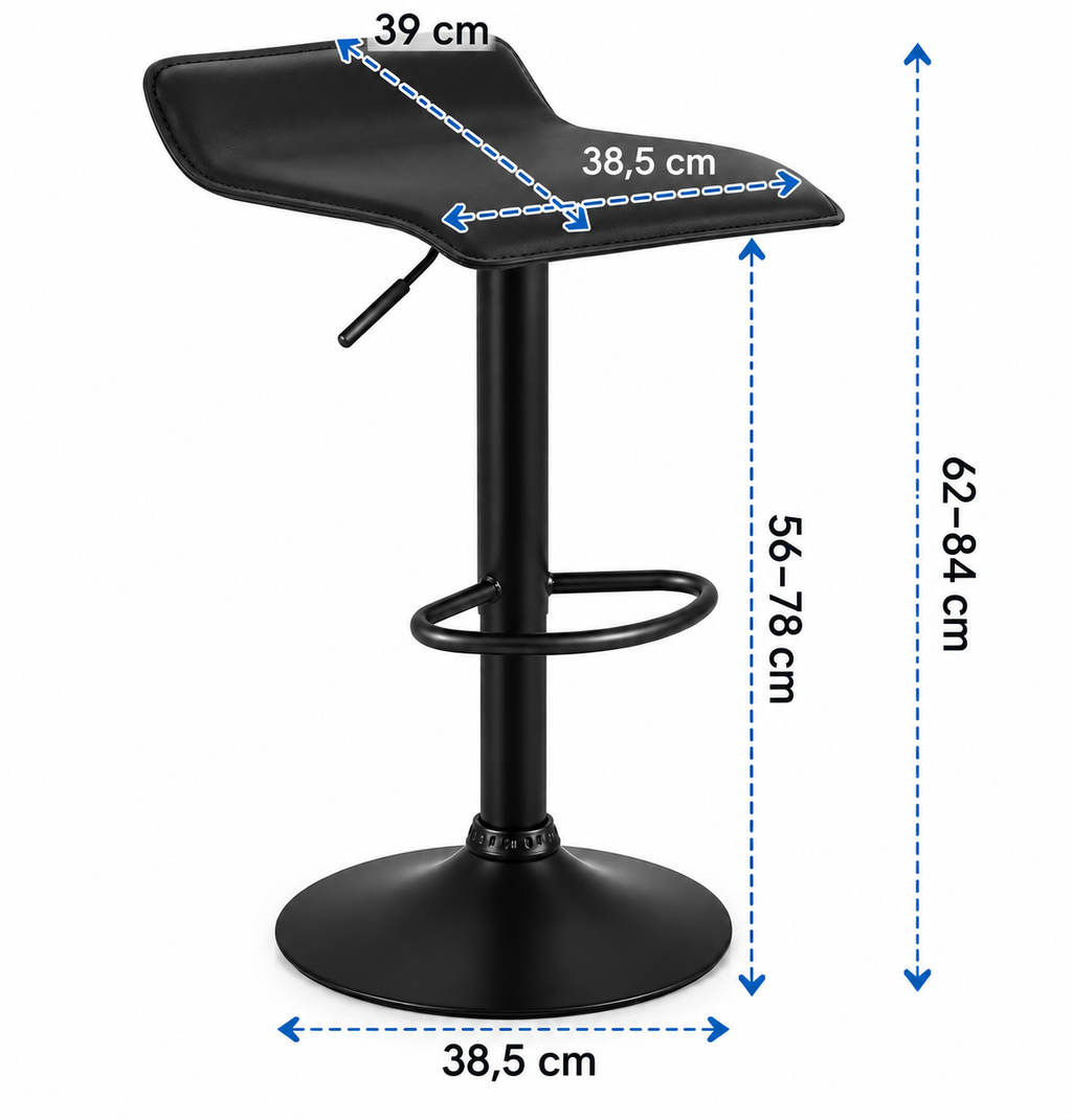 Lot de 2 tabourets de bar réglables, pivotants 360°, simili cuir