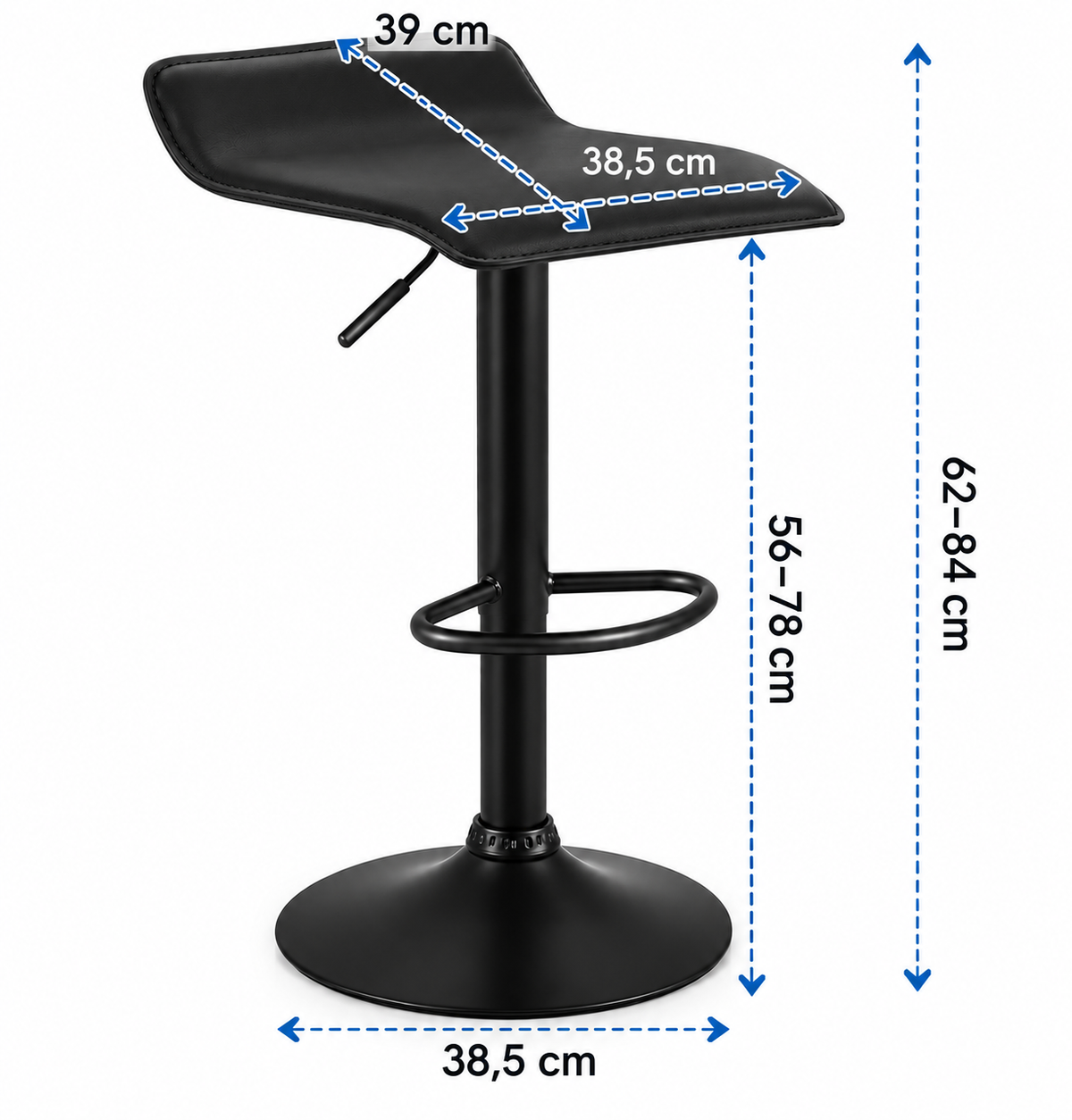 Lot de 2 tabourets de bar réglables, pivotants 360°, simili cuir