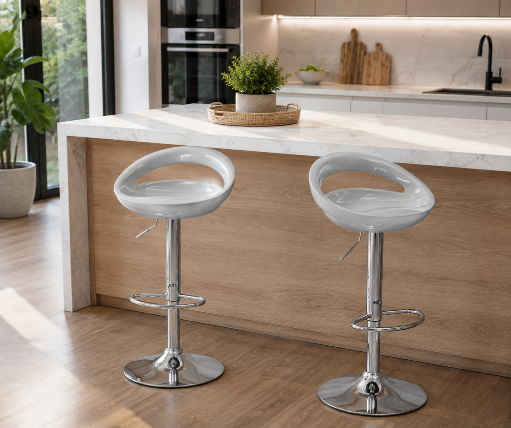 Lot de 2 tabourets de bar avec dossier, hauteur réglable