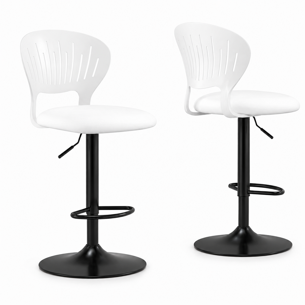 Lot de 2 tabourets de cuisine pivotants 360°, hauteur réglable 84-105 cm
