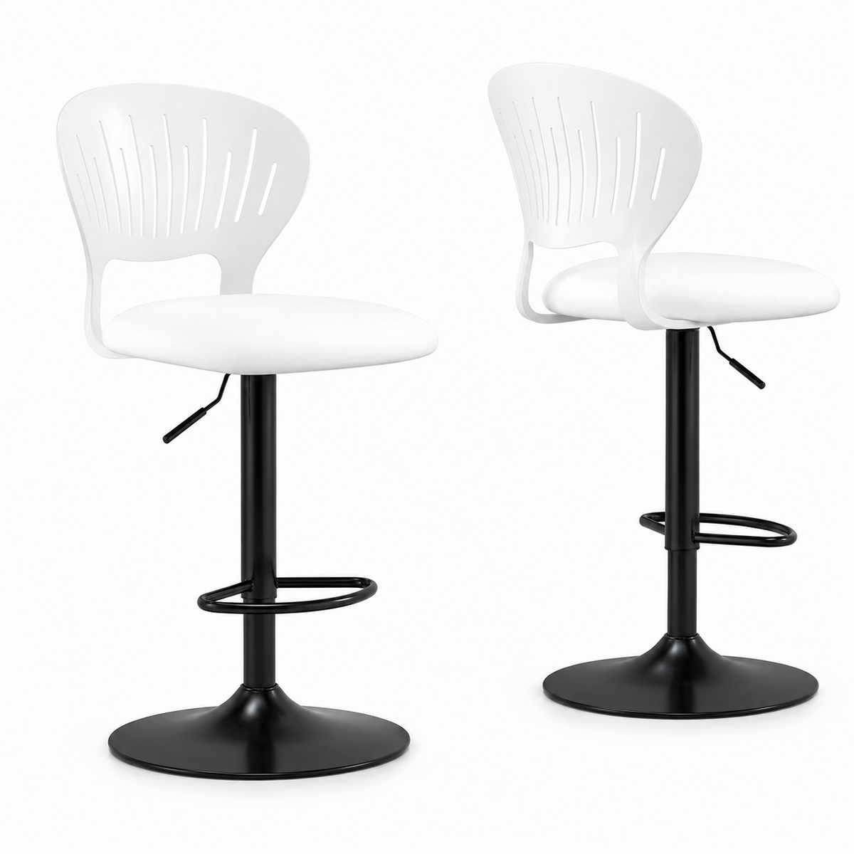 Lot de 2 tabourets de cuisine pivotants 360°, hauteur réglable 84-105 cm