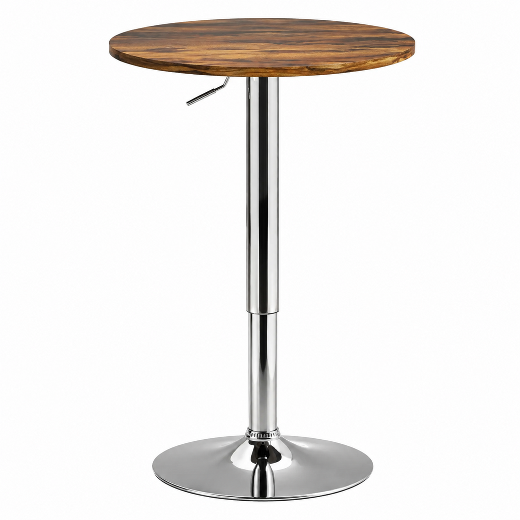 Table de bar bistro ronde, hauteur réglable 67-93 cm, pivotante, marron