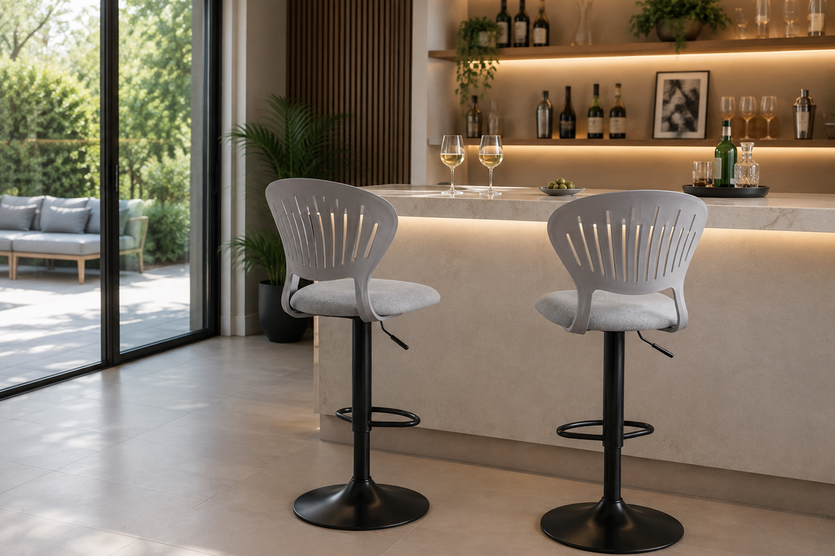 Lot de 2 tabourets de cuisine pivotants 360°, hauteur réglable 84-105 cm