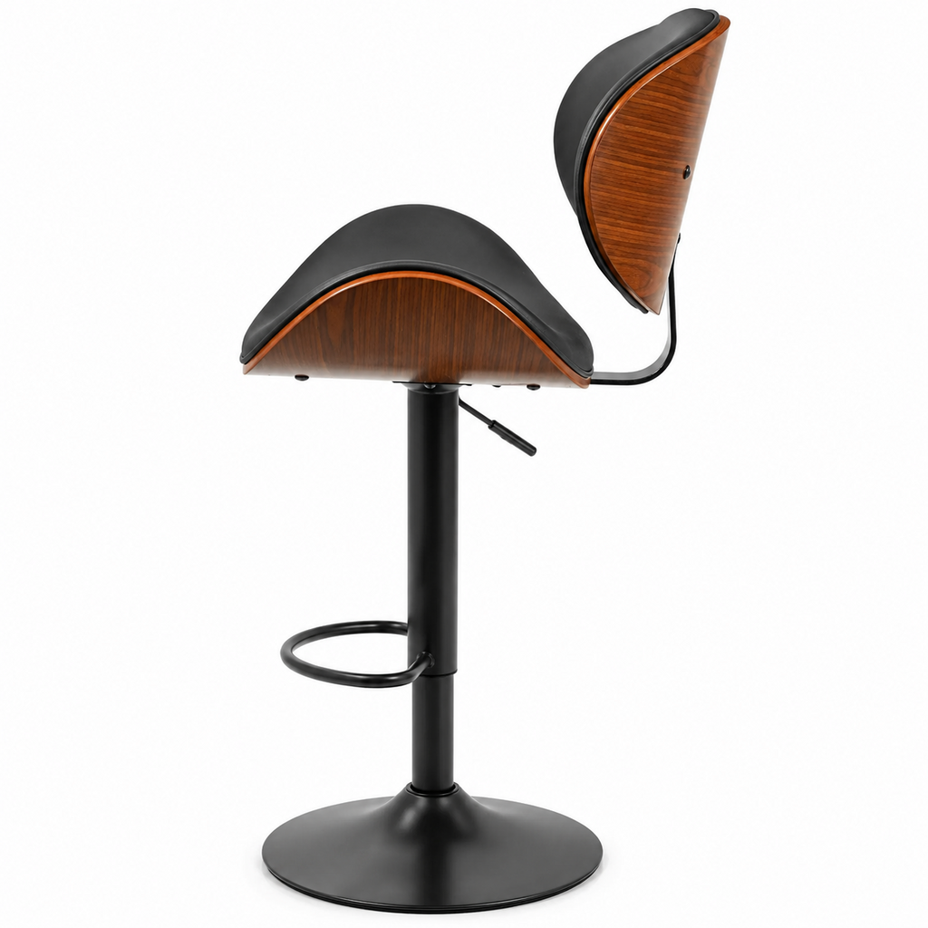Lot de 2 tabourets de bar pivotants, revêtement synthétique, noir