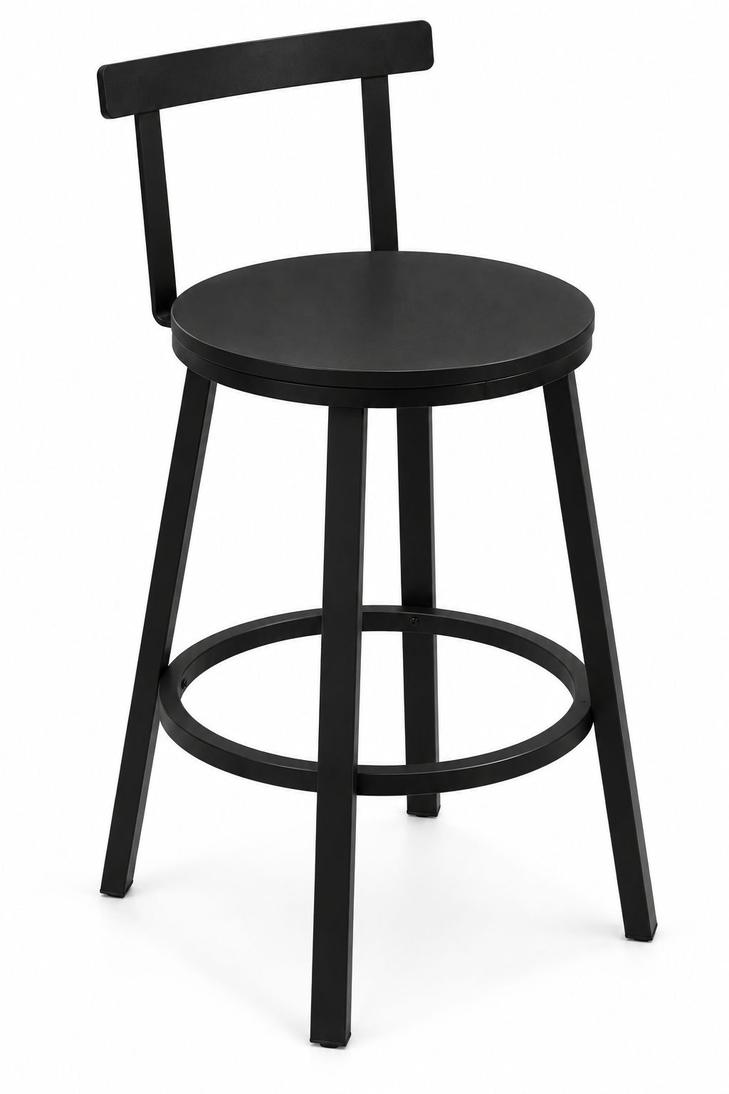 Lot de 2 tabourets de cuisine style industriel, structure acier, assise bois