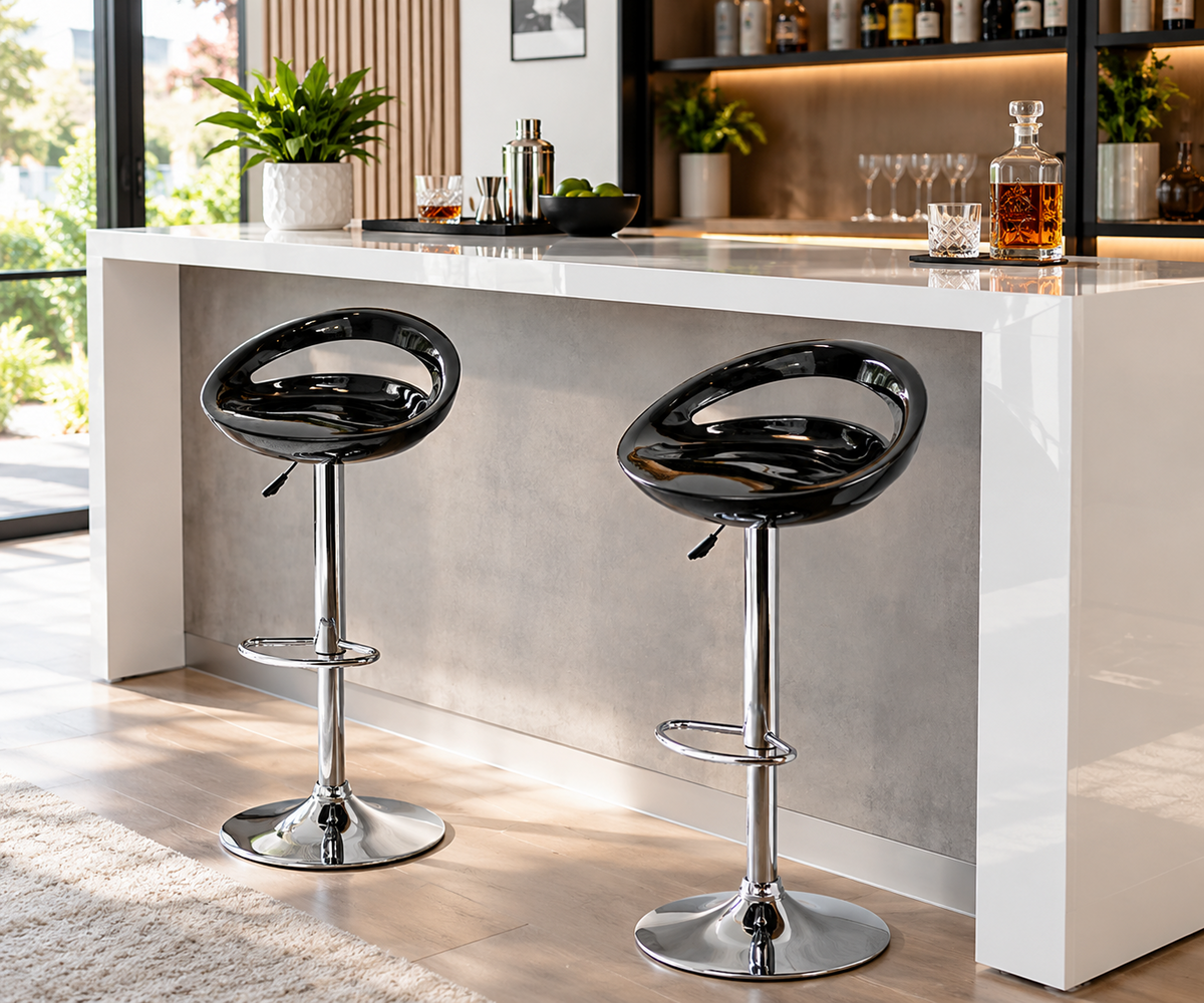 Lot de 2 tabourets de bar avec dossier, hauteur réglable