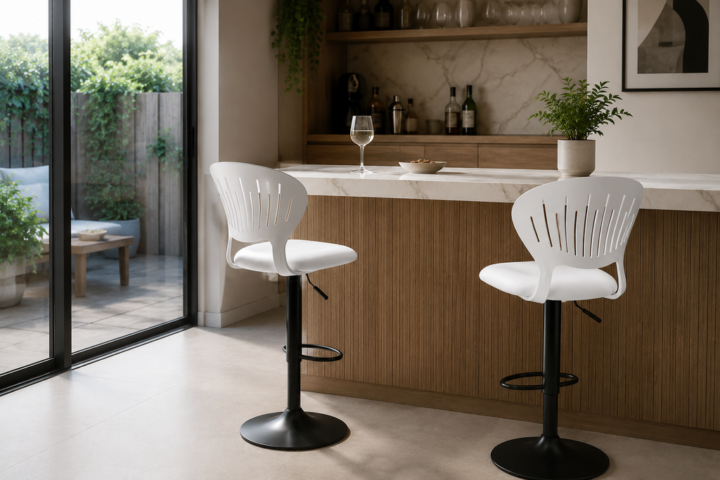 Lot de 2 tabourets de cuisine pivotants 360°, hauteur réglable 84-105 cm