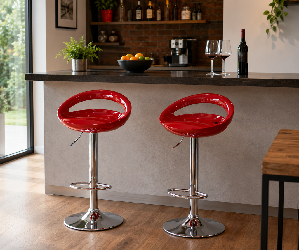 Lot de 2 tabourets de bar avec dossier, hauteur réglable