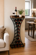 Porte-bouteilles sur pied 15 bouteilles, structure fer et plateau bois
