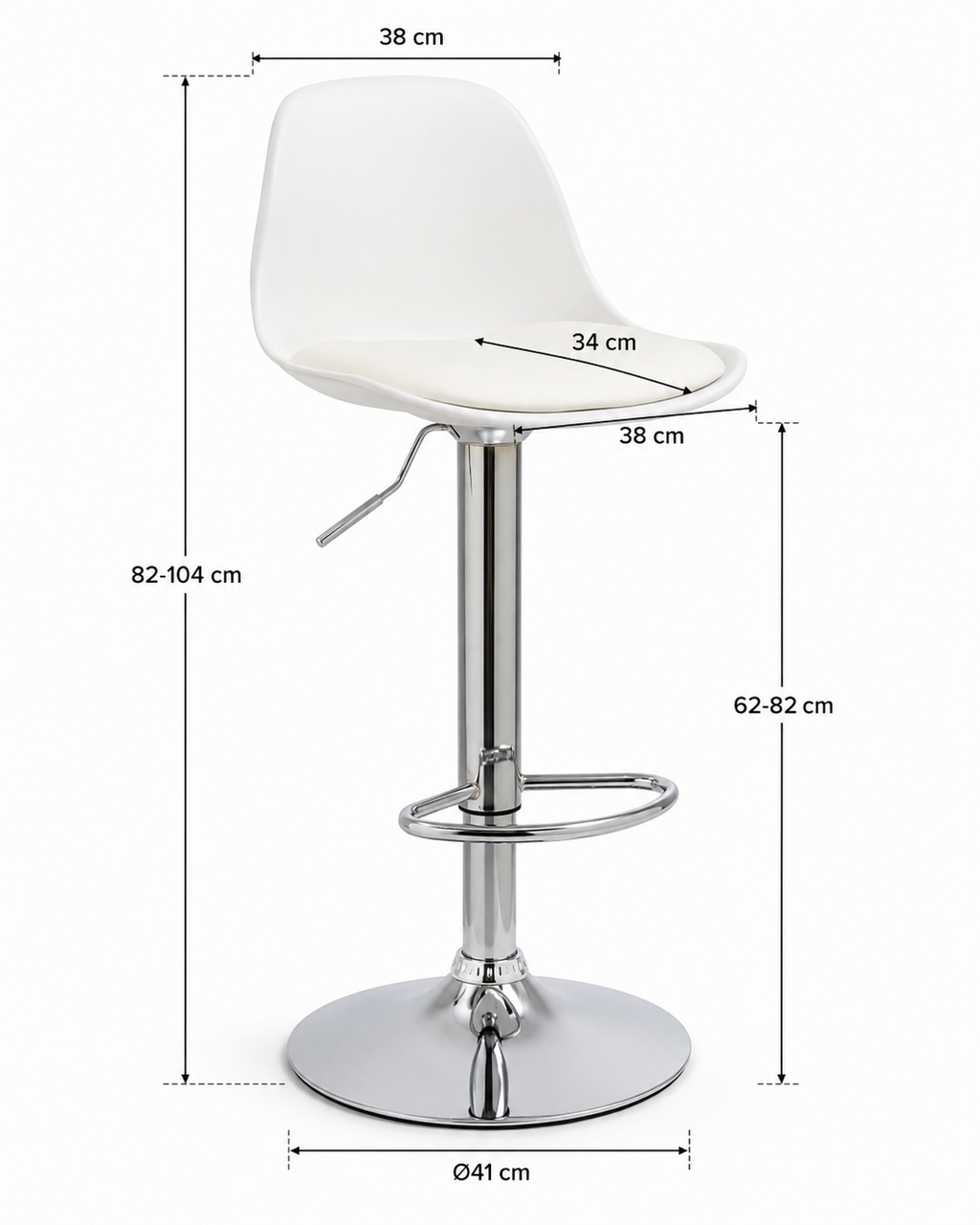 Lot de 2 tabourets de bar hauts pivotants, dossier et repose-pieds, blanc