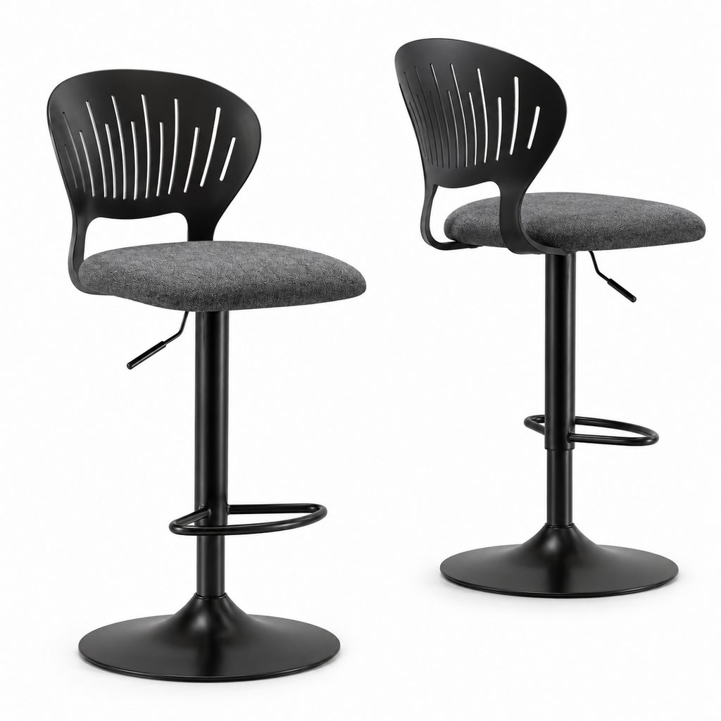 Lot de 2 tabourets de cuisine pivotants 360°, hauteur réglable 84-105 cm
