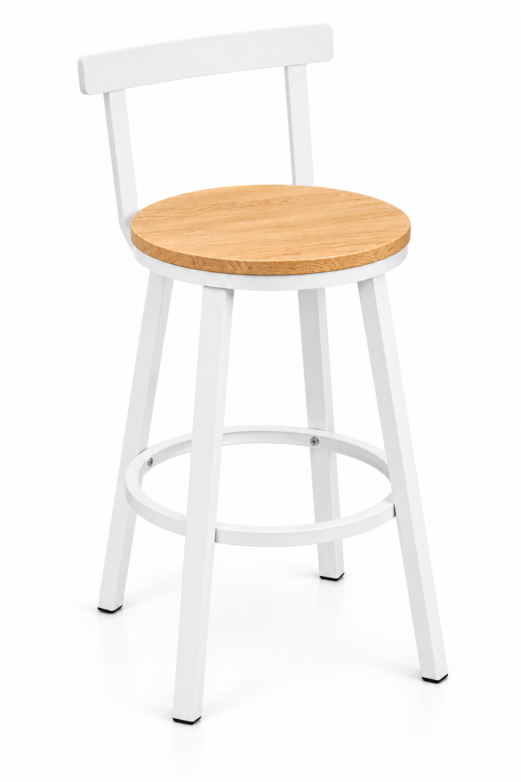 Lot de 2 tabourets de cuisine style industriel, structure acier, assise bois