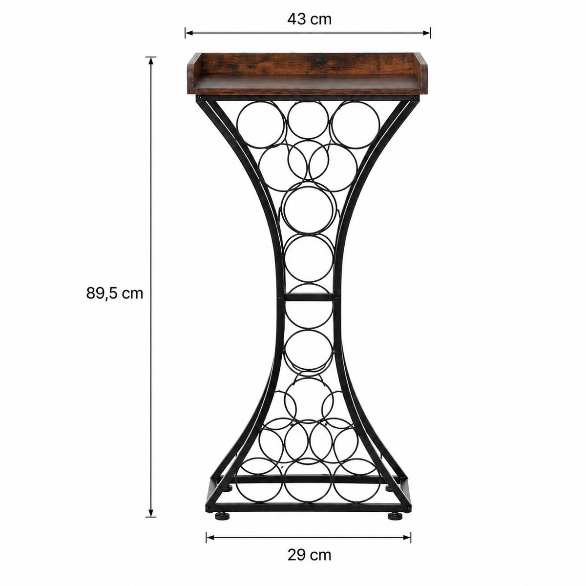 Porte-bouteilles sur pied 15 bouteilles, structure fer et plateau bois